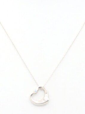 Tiffany & Co. Aquamarine Elsa Peretti Open Heart Necklace 925 (40cm / 15.5in)